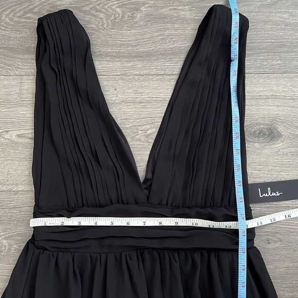 Lulus Heavenly Hues Maxi Dress Small Black Chiffon Slit Formal Wedding Guest 90s - Picture 12 of 12